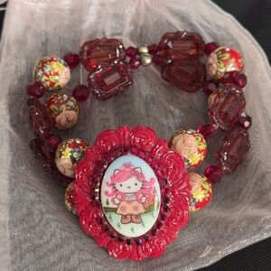 Tarina Tarantino Hello Kitty PINK Head Collection Bracelet Stretch